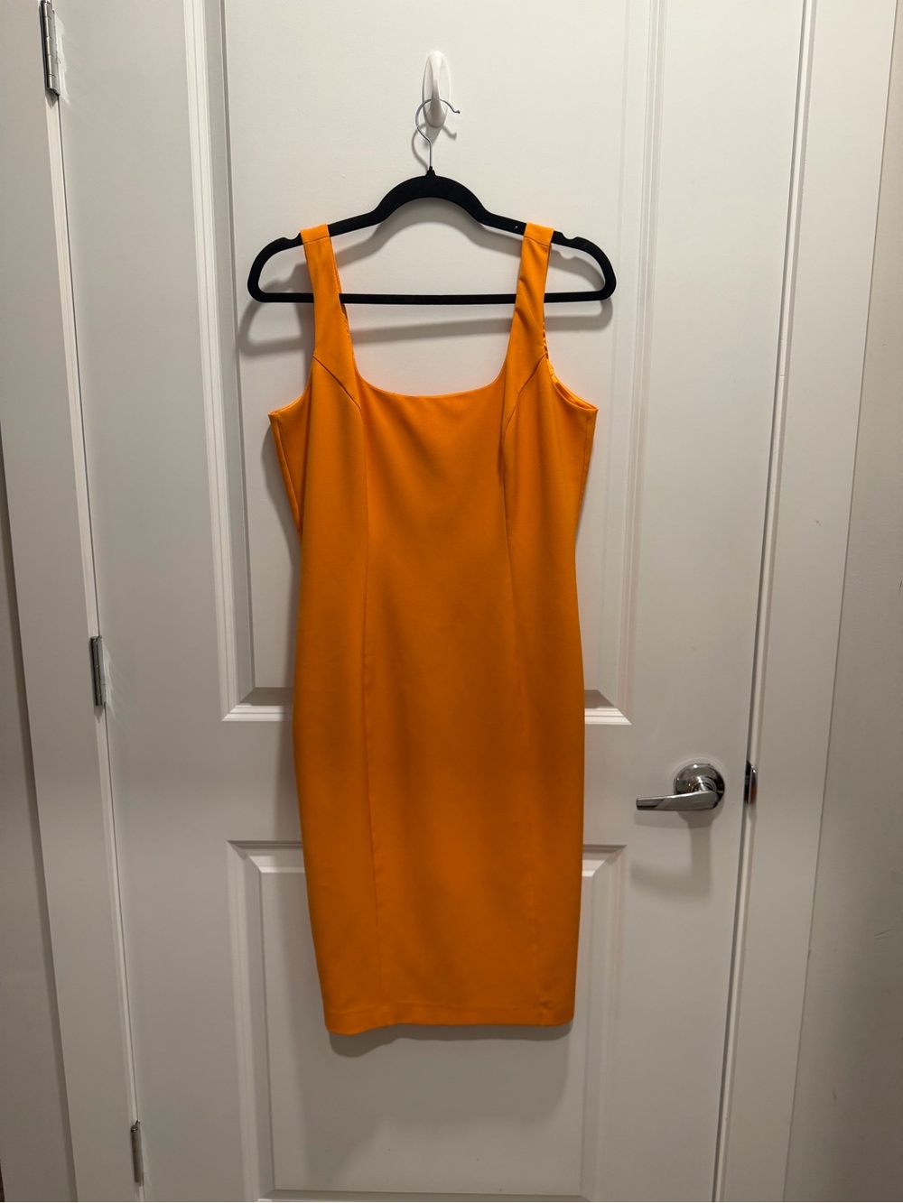 Bardot Vibrant Orange Square-Neck Midi Dress